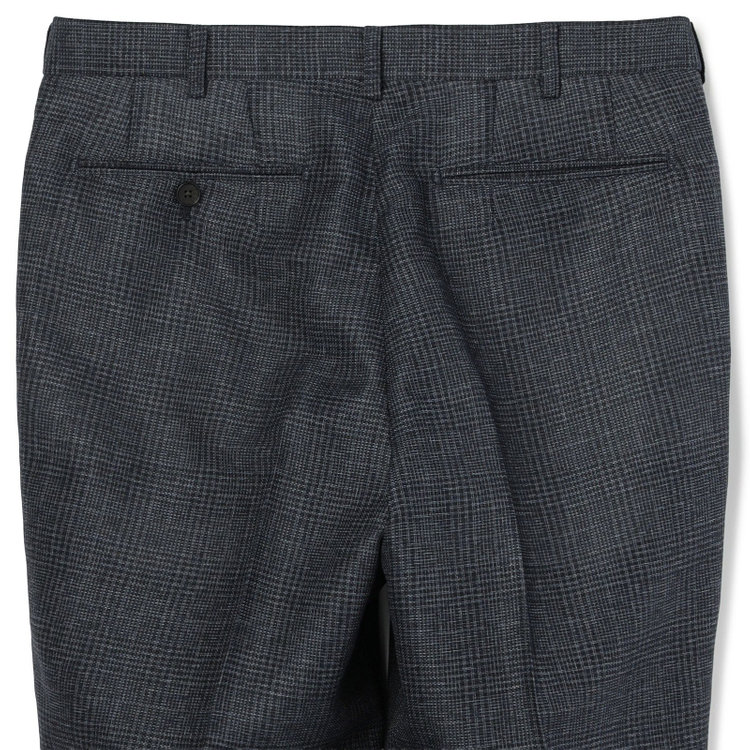 シルバーライン 【5DAYS CLOSET】【RBC】【春夏】1タックテーパードパンツ/ネイビー×チェック/ウエストムーブ仕様/4S SUSTAINABILITY&ECOLOGY FABRIC/※裾上げ必要 紺中間