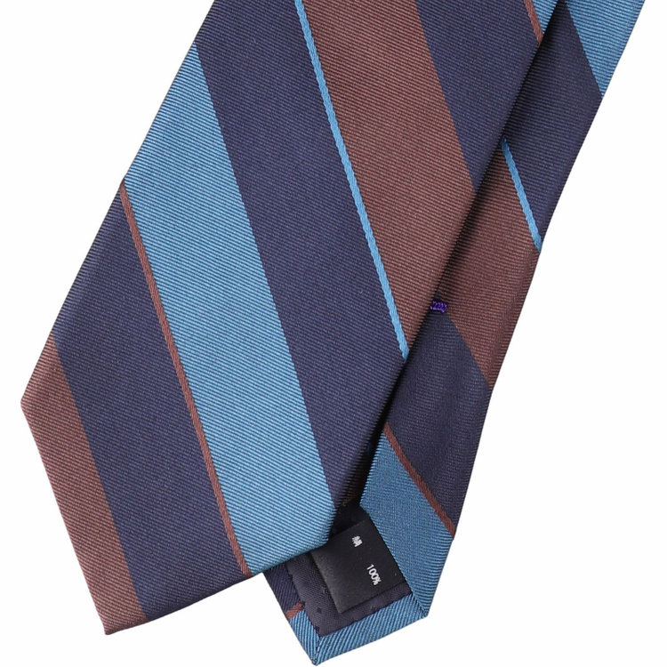 ブラックライン 【発送在庫あり】【SL】シルクストライプネクタイ 8.0cm幅/ネイビー×ブラウン ネイビー系(紺)