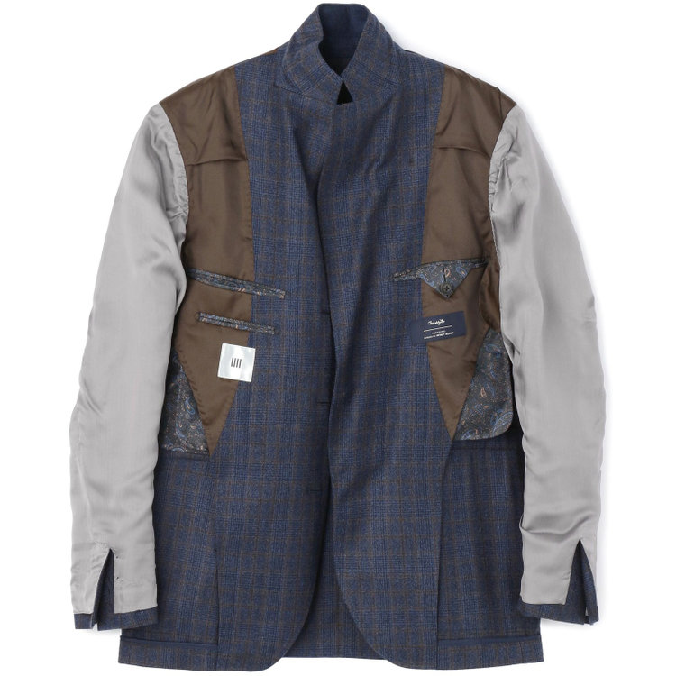 シルバーライン 【CLASSICO TAPERED】【秋冬】3釦段返りシングルスーツ 2タック/ネイビー×チェック/ウエストムーブ/MARZOTTO/※裾上げ必要 青中間