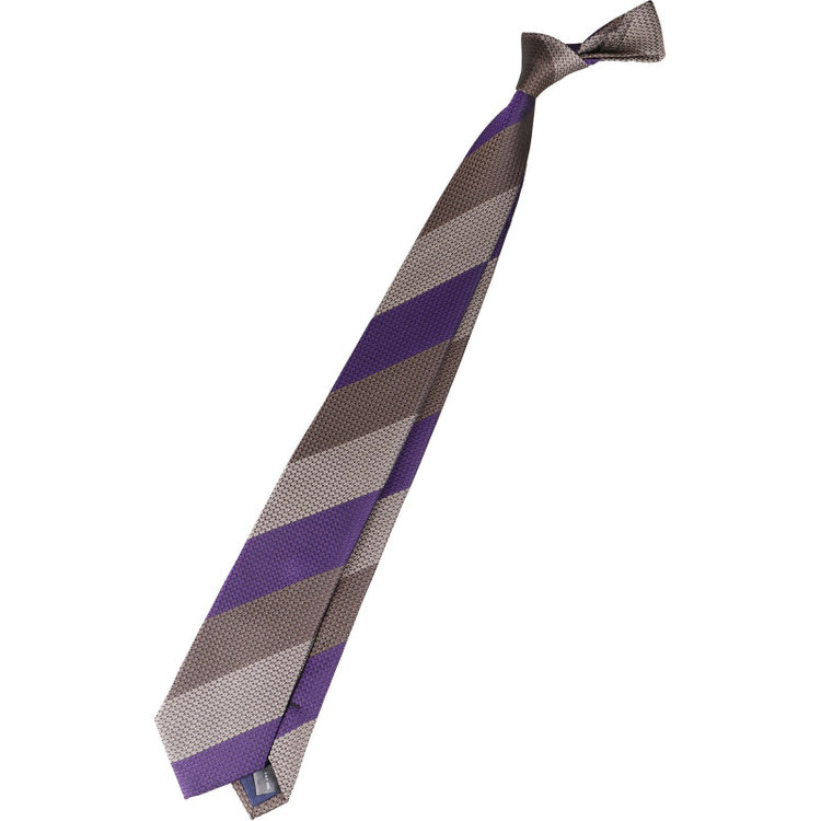 ブラックライン 【BL】シルクストライプネクタイ 7.5cm幅/パープル×ブラウン/ITALIAN FABRICS パープル系(紫)