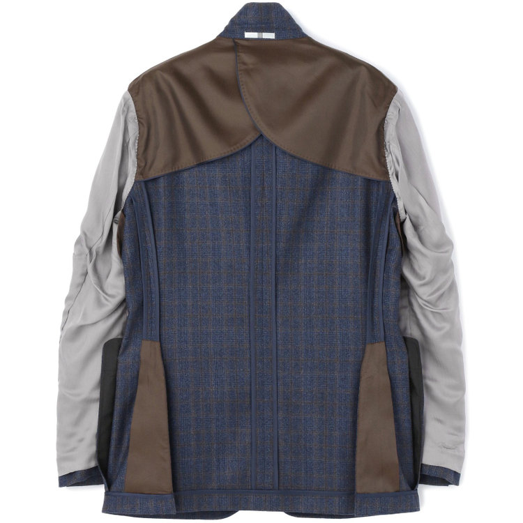 シルバーライン 【CLASSICO TAPERED】【秋冬】3釦段返りシングルスーツ 2タック/ネイビー×チェック/ウエストムーブ/MARZOTTO/※裾上げ必要 青中間