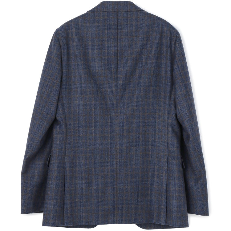 シルバーライン 【CLASSICO TAPERED】【秋冬】3釦段返りシングルスーツ 2タック/ネイビー×チェック/ウエストムーブ/MARZOTTO/※裾上げ必要 青中間