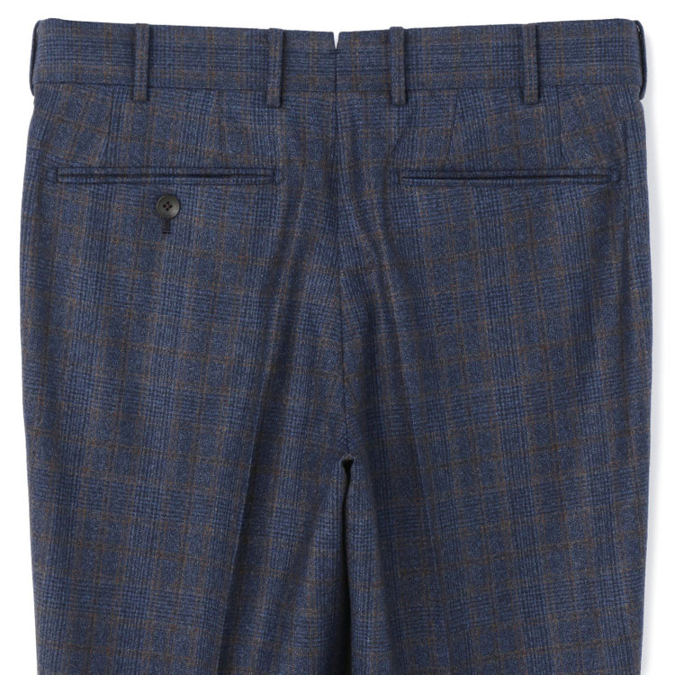 シルバーライン 【CLASSICO TAPERED】【秋冬】3釦段返りシングルスーツ 2タック/ネイビー×チェック/ウエストムーブ/MARZOTTO/※裾上げ必要 青中間