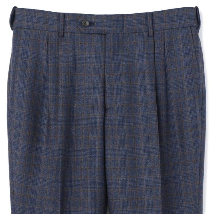 シルバーライン 【CLASSICO TAPERED】【秋冬】3釦段返りシングルスーツ 2タック/ネイビー×チェック/ウエストムーブ/MARZOTTO/※裾上げ必要 青中間