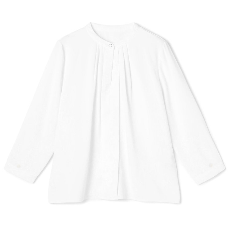 シルバーライン 【SILVER LINE/7分袖】フロントメタルボタンキーネック/ホワイト 白