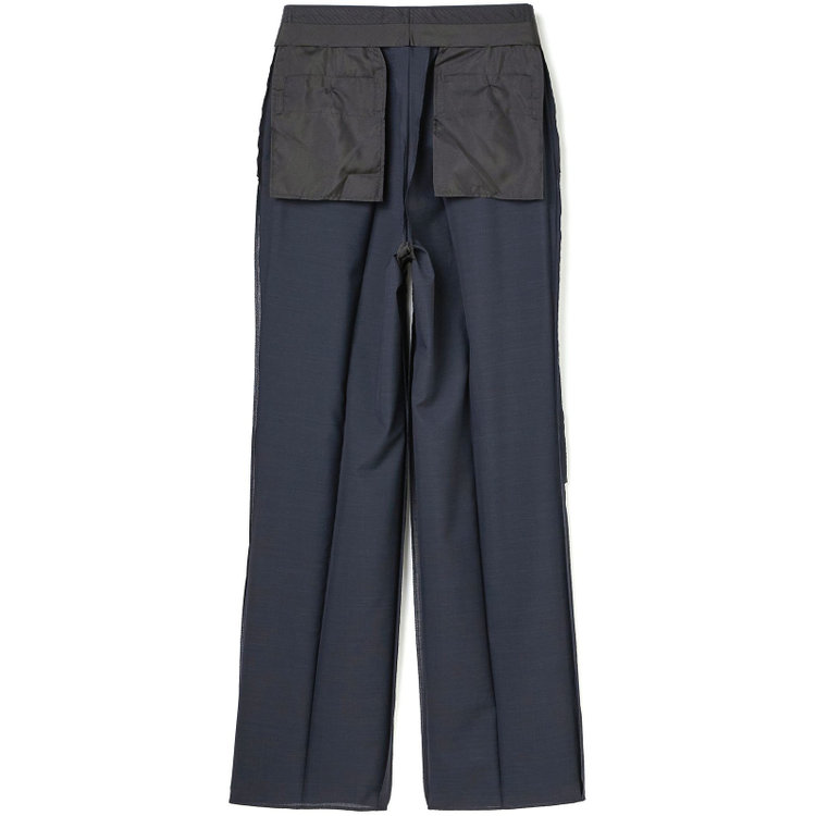 ソノタ 【BLACK LINE】【春夏】1タックワイドシルエットパンツ/ネイビー×サイロフィル/NEW ZEALAND WOOL MIX Super100’s/※裾上げ必要 紺中間