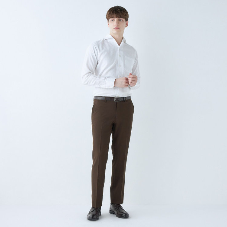 ブラックライン 【SLIM TAPERED】【春夏】0タックテーパードパンツ/ブラウン/ウォッシャブル/4S SUSTAINABILITY&ECOLOGY FABRIC/※裾上げ済み仕様 茶中間