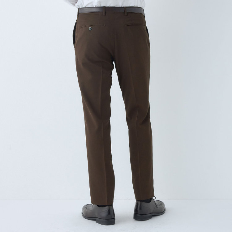 ブラックライン 【SLIM TAPERED】【春夏】0タックテーパードパンツ/ブラウン/ウォッシャブル/4S SUSTAINABILITY&ECOLOGY FABRIC/※裾上げ済み仕様 茶中間
