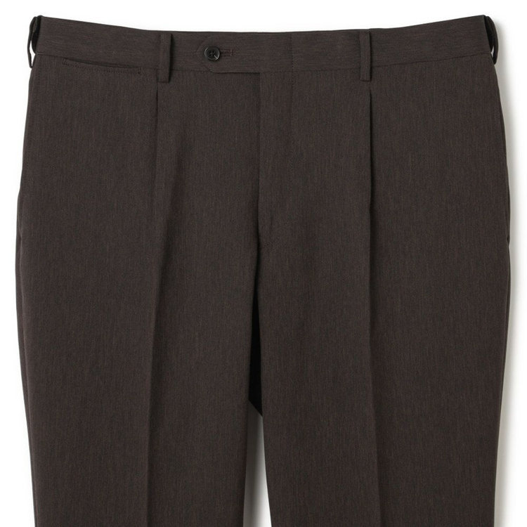 シルバーライン 【CLASSICO TAPERED】【春夏】1タックテーパードパンツ/ブラウン/ウエストムーブ仕様/4S SUSTAINABILITY&ECOLOGY FABRIC/※裾上げ済仕様 茶中間