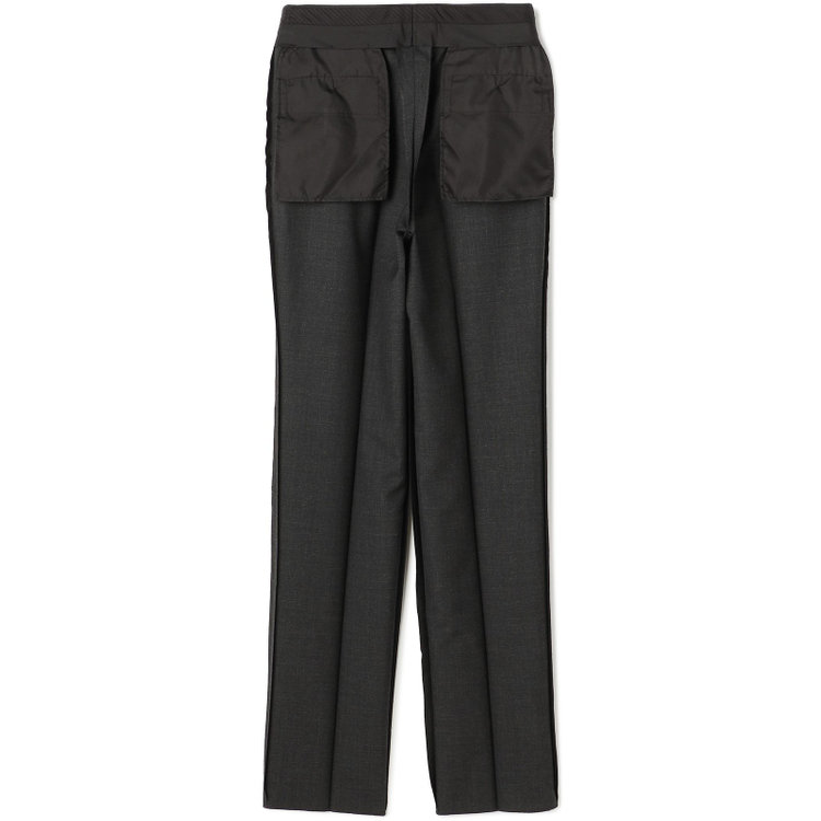 ソノタ 【BLACK LINE】1タックワイドシルエットパンツ/ダークグレー×グレンチェック/NEW ZEALAND WOOL MIX/※裾上げ必要 グレー中間