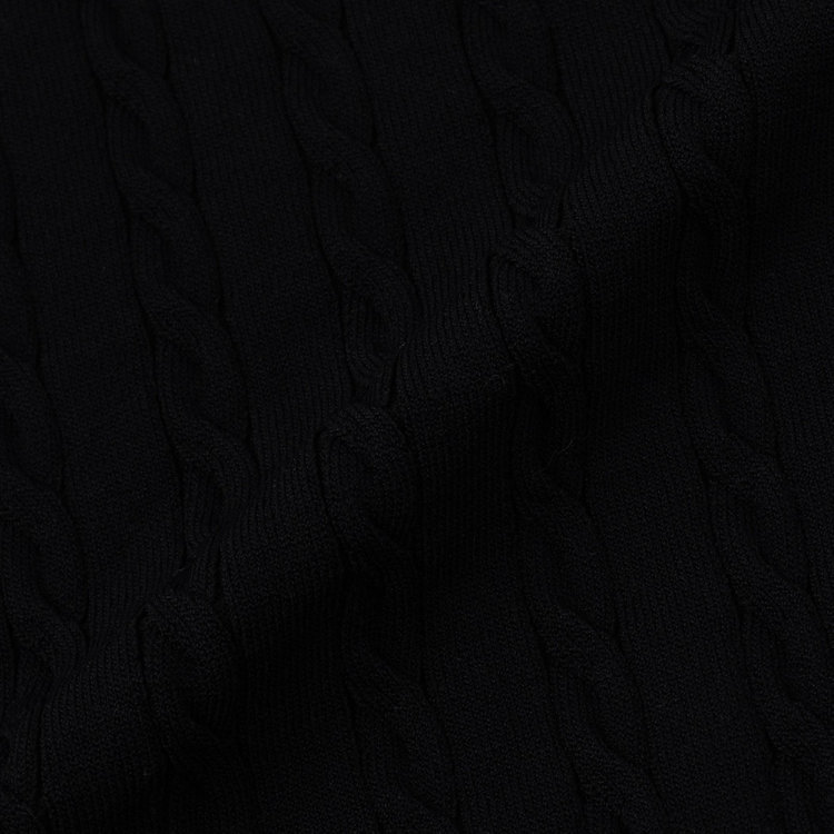 シルバーライン 【SILVER LINE/５分袖】ケーブル編みクルーネックニット/ブラック 黒