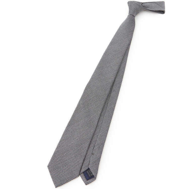 ブラックライン 【BLACK LINE】コットンウールシルクストライプネクタイ 7.5cm幅/グレー/ITALIAN FABRICS その他