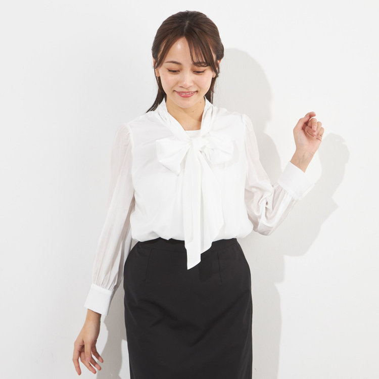 サマンサ 【SUIT SELECT×Samantha Thavasa】【長袖】リボンブラウス/ホワイト 白