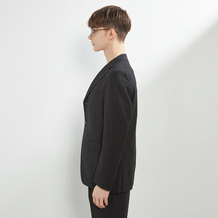 シルバーライン 【RBC】【春夏】3釦段返りシングルスーツ 2タック/ブラック/ドローコード&ウエストシャーリング/※パンツ裾上げ済仕様 黒