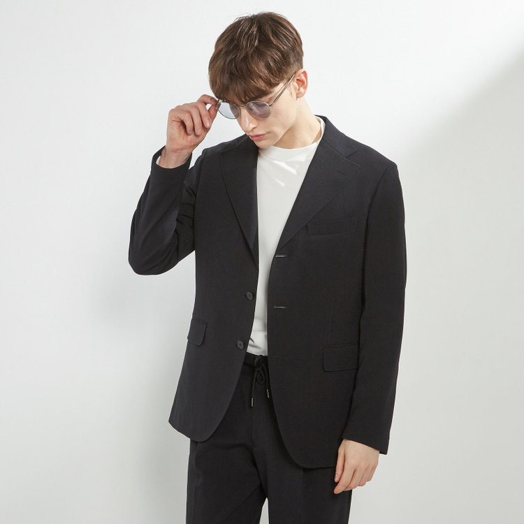 シルバーライン 【RBC】【春夏】3釦段返りシングルスーツ 2タック/ブラック/ドローコード&ウエストシャーリング/※パンツ裾上げ済仕様 黒