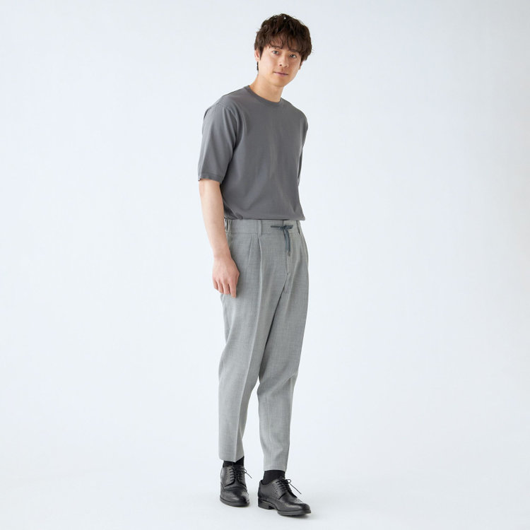 シルバーライン 【RBC】【春夏】2タックテーパードパンツ/グレー/ドローコード/ウエストシャーリング/※裾上げ済仕様 グレー淡色