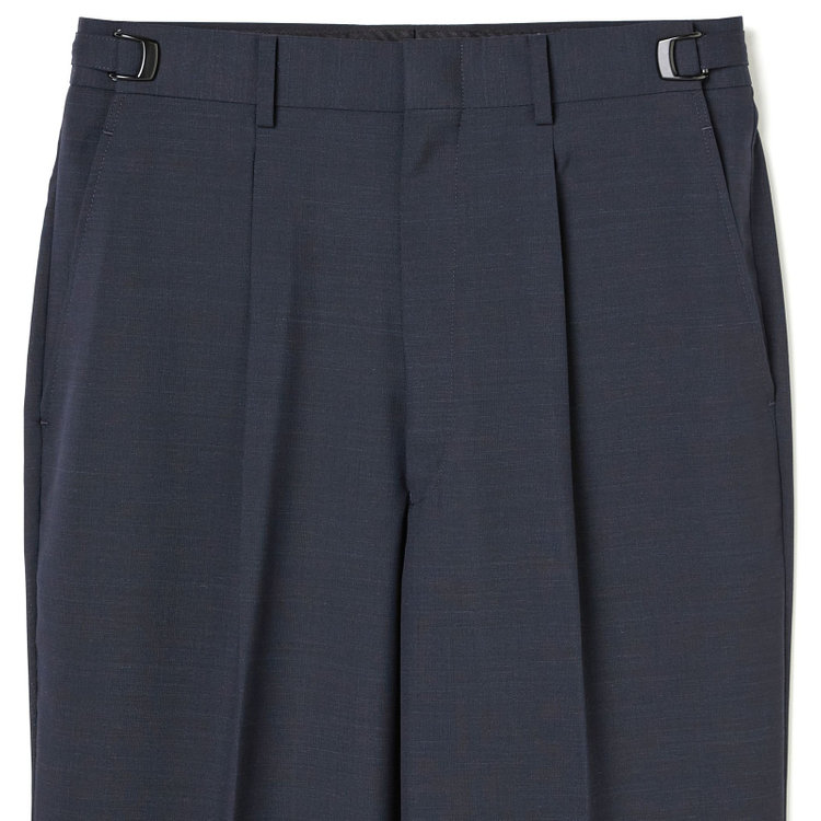 ソノタ 【BLACK LINE】【春夏】1タックワイドシルエットパンツ/ネイビー×サイロフィル/NEW ZEALAND WOOL MIX Super100’s/※裾上げ必要 紺中間