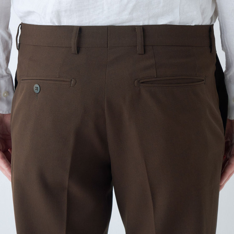 ブラックライン 【SLIM TAPERED】【春夏】0タックテーパードパンツ/ブラウン/ウォッシャブル/4S SUSTAINABILITY&ECOLOGY FABRIC/※裾上げ済み仕様 茶中間