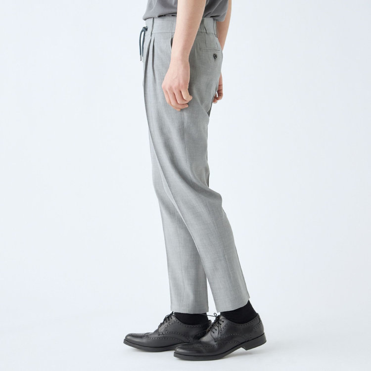 シルバーライン 【RBC】【春夏】2タックテーパードパンツ/グレー/ドローコード/ウエストシャーリング/※裾上げ済仕様 グレー淡色