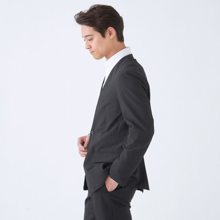 スーツセレクト 【WEB限定/OUTLET】【RBC】【春夏】ノーカラー1釦ジャケット/ブラック ブラック系(黒)