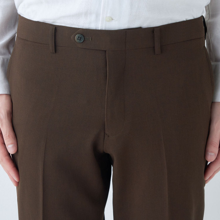 ブラックライン 【SLIM TAPERED】【春夏】0タックテーパードパンツ/ブラウン/ウォッシャブル/4S SUSTAINABILITY&ECOLOGY FABRIC/※裾上げ済み仕様 茶中間