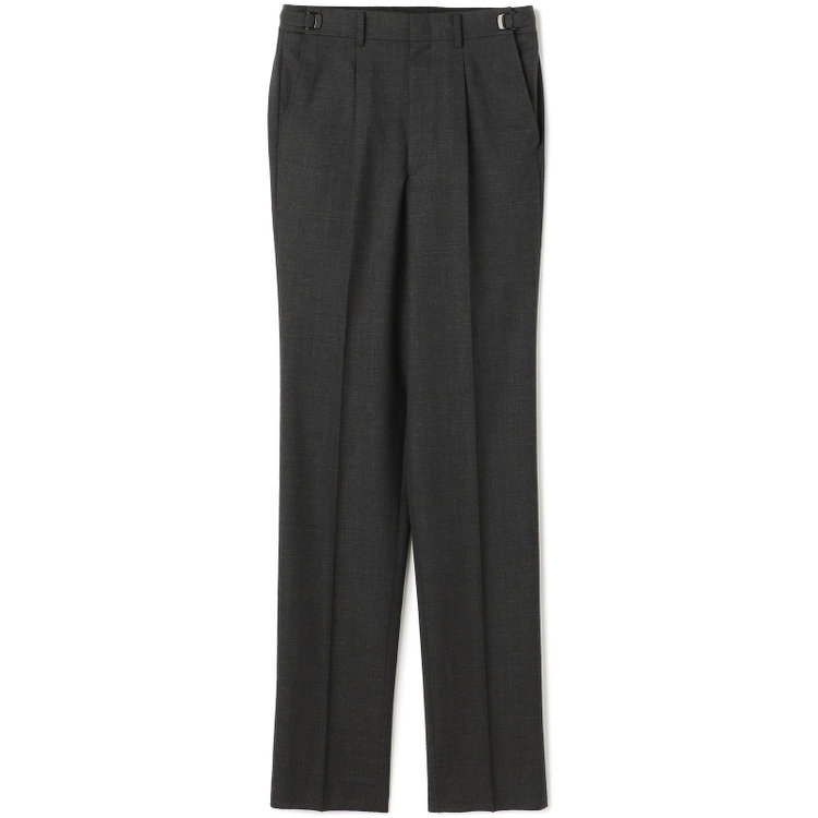 ソノタ 【BLACK LINE】1タックワイドシルエットパンツ/ダークグレー×グレンチェック/NEW ZEALAND WOOL MIX/※裾上げ必要 グレー中間