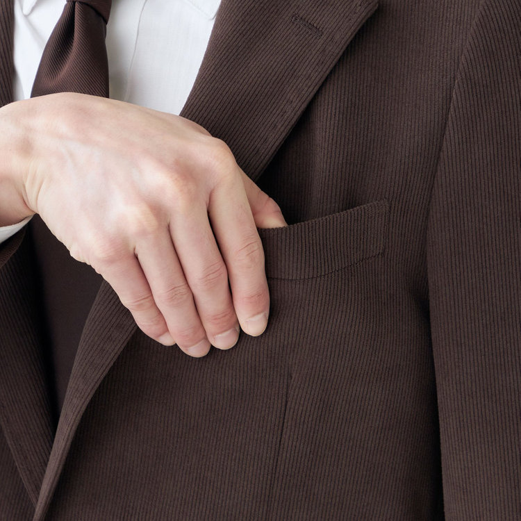 シルバーライン 【CLASSICO TAPERED】【秋冬】2釦ジャケット/ブラウン×コーデュロイ/4S SUSTAINABLE 茶濃色