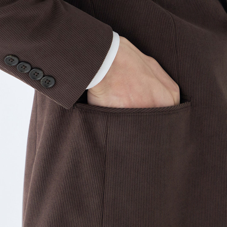 シルバーライン 【CLASSICO TAPERED】【秋冬】2釦ジャケット/ブラウン×コーデュロイ/4S SUSTAINABLE 茶濃色
