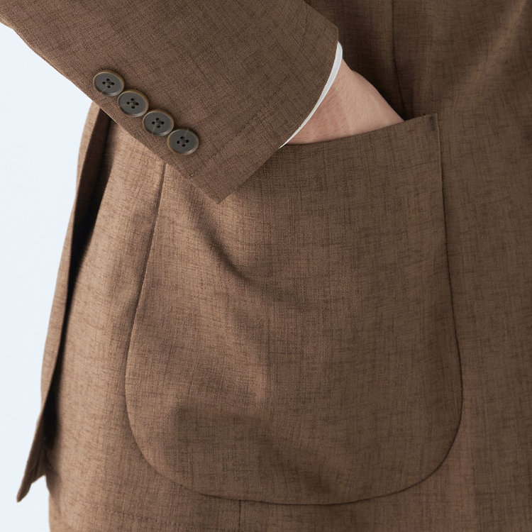 シルバーライン 【発送在庫あり】【RBC】【春夏】ポリエステル2釦ジャケット/ブラウン/パッチポケット/4S SUSTAINABILITY&ECOLOGY FABRIC 茶中間