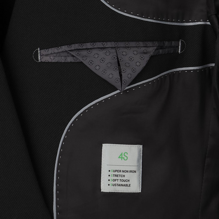 シルバーライン 【CLASSICO TAPERED】【年間】【結婚式対応可】2釦シングルフォーピーススーツ 1タック/ブラック＋コーディネートパンツグレー/両面ジレ/ウエストムーブ/4S SUSTAINABILITY&ECOLOGY FABRIC/※裾上げ必要 黒