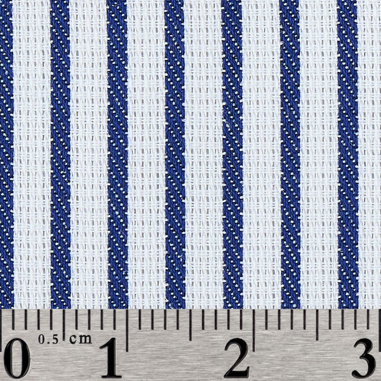 スーツセレクト 【国内縫製】【パターンオーダー】【形態安定】ワイシャツ/ホワイト×ネイビーストライプ/吸水速乾(COTTON50%/POLYESTER50%) ホワイト系(白)