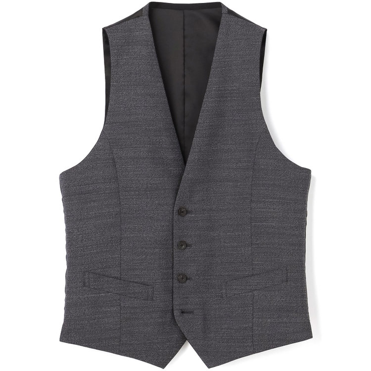 シルバーライン 【CLASSICO TAPERED】【年間】【結婚式対応可】2釦シングルフォーピーススーツ 1タック/ブラック＋コーディネートパンツグレー/両面ジレ/ウエストムーブ/4S SUSTAINABILITY&ECOLOGY FABRIC/※裾上げ必要 黒