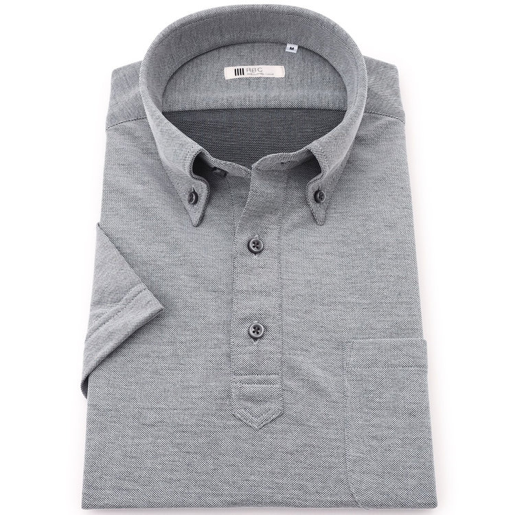 シルバーライン 【発送在庫あり】【RBC/五分袖】ボタンダウンビズポロシャツ プルオーバータイプ/グレー/4S コットンブレンド グレー中間