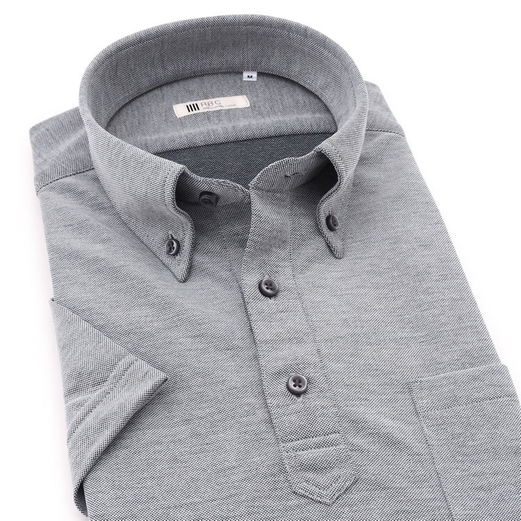 シルバーライン 【発送在庫あり】【RBC/五分袖】ボタンダウンビズポロシャツ プルオーバータイプ/グレー/4S コットンブレンド グレー中間