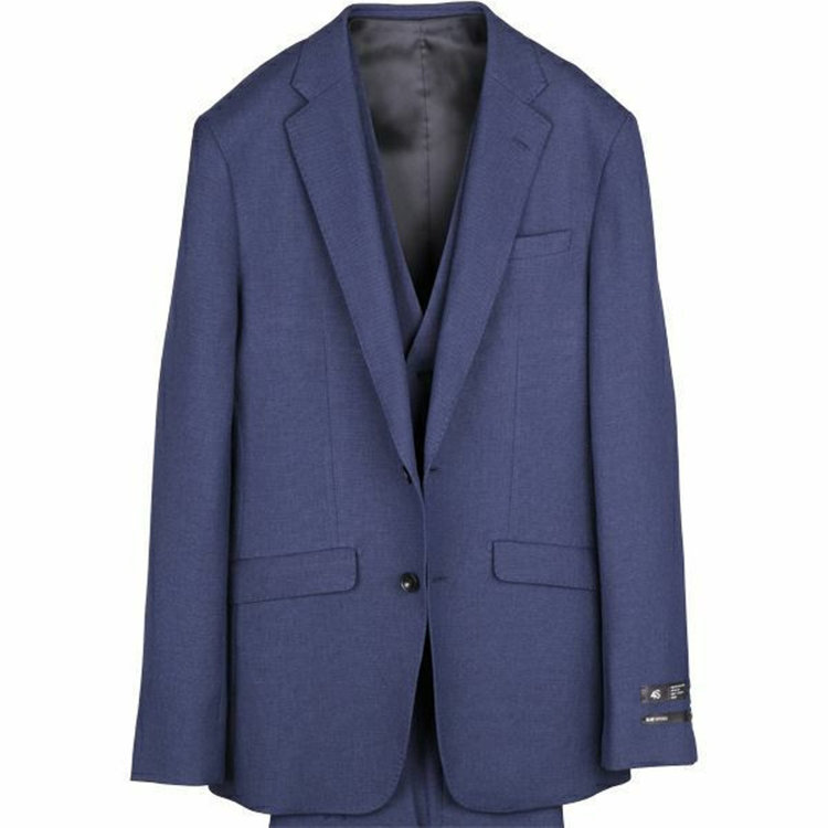 スーツセレクト 【WEB限定/OUTLET】【SLIM TAPERED_2】【年間】2釦シングルスリーピーススーツ 0タック/ネイビー×バーズアイ/4S/※パンツ裾上げ済仕様 ネイビー系(紺)