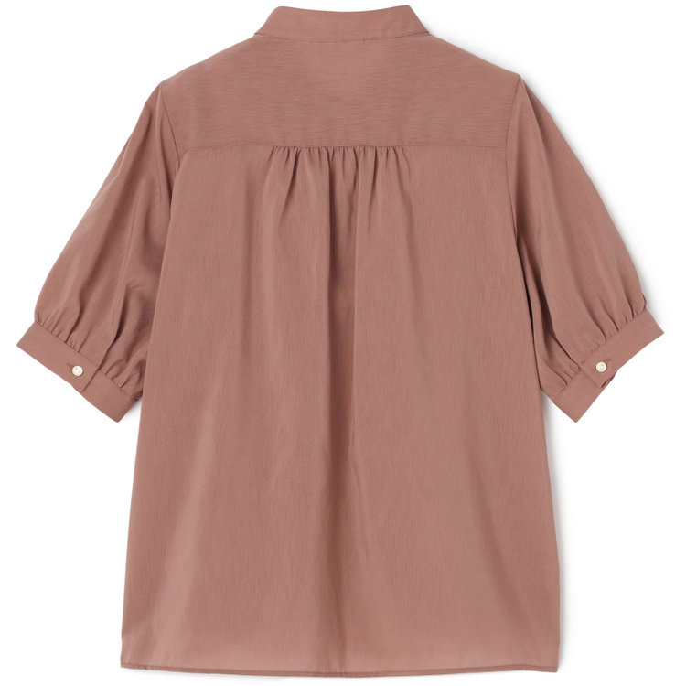 シルバーライン 【SL/半袖】バンドカラーブラウス/ブラウン/ストレッチ/通気性/吸水・速乾 茶中間