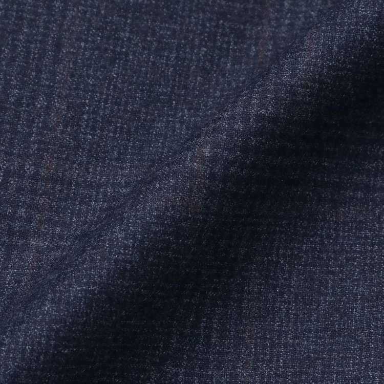 シルバーライン 【発送在庫あり】【CLASSICO TAPERED】【秋冬】2釦シングルスーツ 1タック/ネイビー×チェックオーバーペン/Ermenegildo Zegna LOOP woven in italy/※裾上げ必要 茶濃色