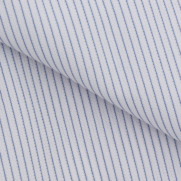 ブラックライン 【発送在庫あり】【BLACK LINE】ボタンダウンワイシャツ/ホワイト×ネイビーストライプ/「4S」スーパーノンアイロン・ストレッチ 青濃色