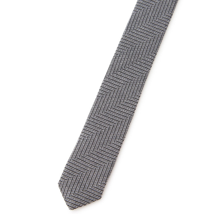 ブラックライン 【BLACK LINE】コットンウールシルクストライプネクタイ 7.5cm幅/グレー/ITALIAN FABRICS その他