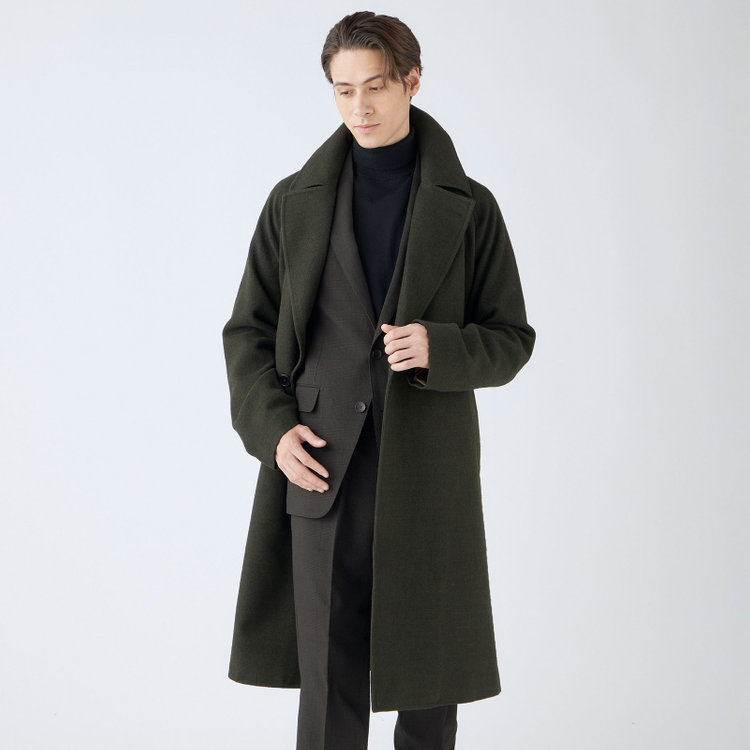 シルバーライン 【SL】ポリエステルデジタルツィードダブルラグランスリーブコート/カーキ×カルゼ 緑濃色