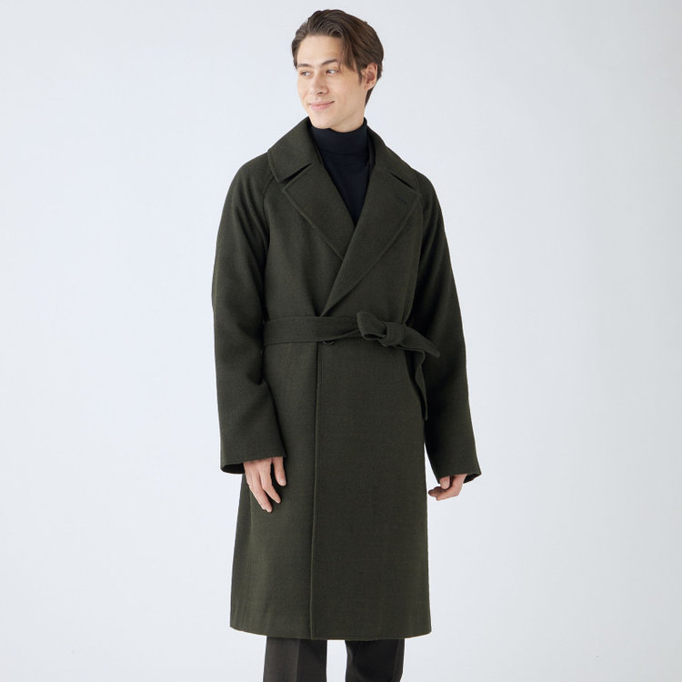 シルバーライン 【SL】ポリエステルデジタルツィードダブルラグランスリーブコート/カーキ×カルゼ 緑濃色