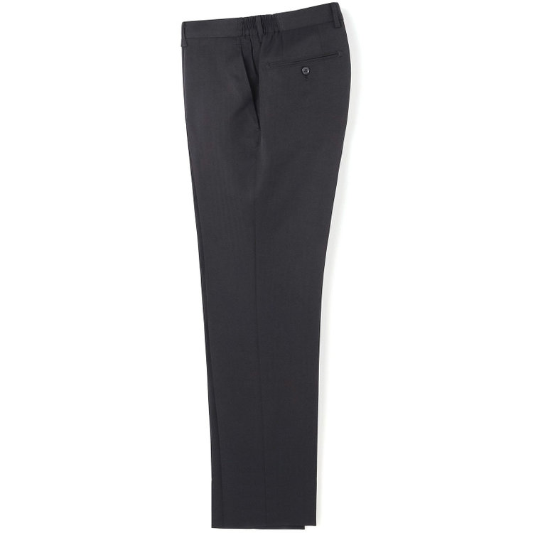 ブラックライン 【WEB限定】【発送在庫あり】【SLIM TAPERED】【年間】ウォッシャブル0タックテーパードパンツ/ブラック×シャドーストライプ/ウエストシャーリング仕様/裾上げ済仕様 黒