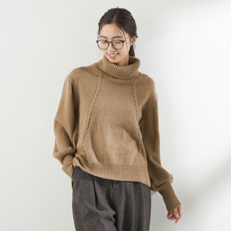 天竺モヘア風タートルニット/ブラウン（1654110-30_X）｜メンズ