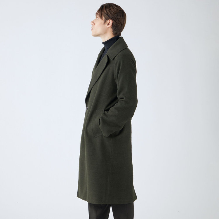 シルバーライン 【SL】ポリエステルデジタルツィードダブルラグランスリーブコート/カーキ×カルゼ 緑濃色