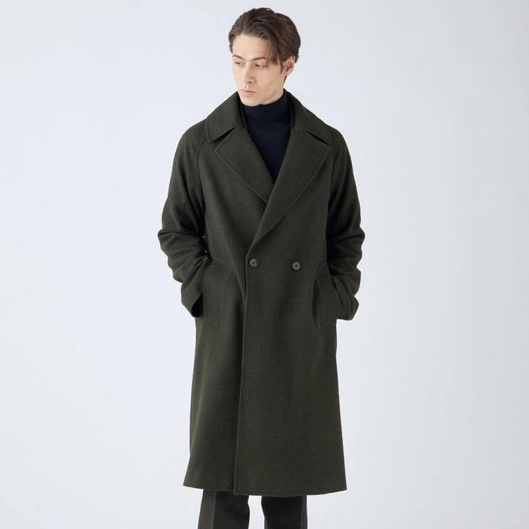 シルバーライン 【SL】ポリエステルデジタルツィードダブルラグランスリーブコート/カーキ×カルゼ 緑濃色