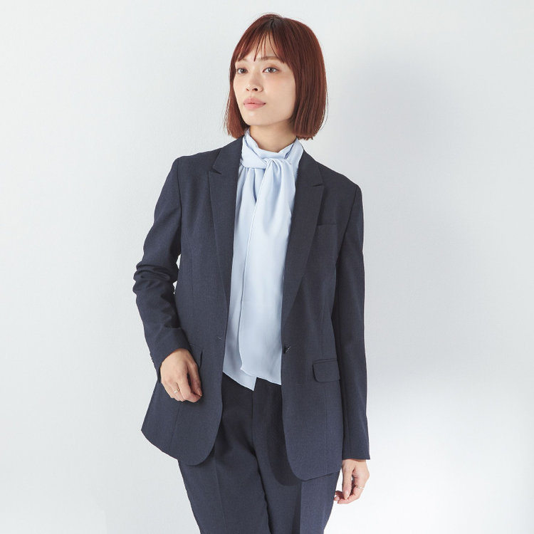 スーツセレクト 【SUIT SELECT×Samantha Thavasa】【長袖】前後2WAYボウタイブラウス/ブルー/「ウォッシャブル可能」「2WAYストレッチ」「防シワ」「UV加工」「接触冷感」「透け軽減」 青淡色