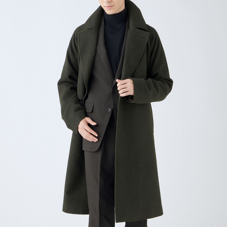 シルバーライン 【SL】ポリエステルデジタルツィードダブルラグランスリーブコート/カーキ×カルゼ 緑濃色