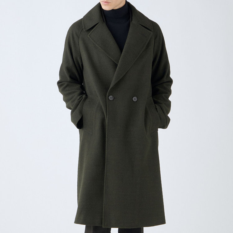 シルバーライン 【SL】ポリエステルデジタルツィードダブルラグランスリーブコート/カーキ×カルゼ 緑濃色