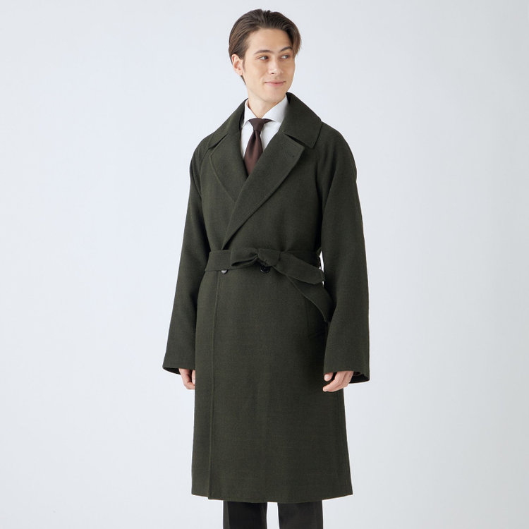 シルバーライン 【SL】ポリエステルデジタルツィードダブルラグランスリーブコート/カーキ×カルゼ 緑濃色