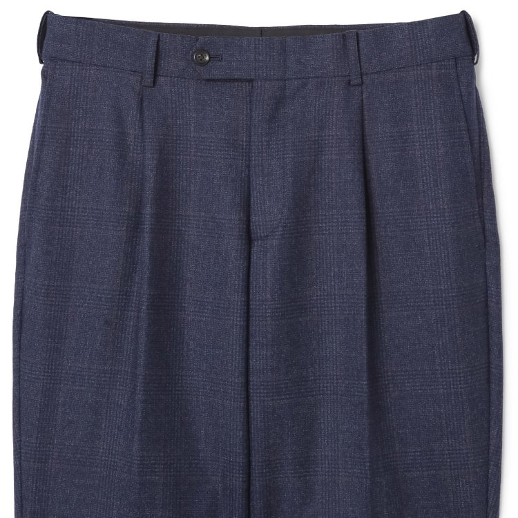 シルバーライン 【発送在庫あり】【CLASSICO TAPERED】【秋冬】2釦シングルスーツ 1タック/ネイビー×チェックオーバーペン/Ermenegildo Zegna LOOP woven in italy/※裾上げ必要 茶濃色